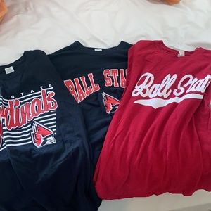 Set of 3 Ball State University T-Shirts - size L